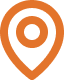 Orange map pin icon on black background.