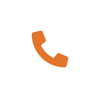 Orange phone icon in circular design.