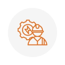 Engineer icon with gear and lightning bolt.