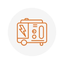 Orange generator icon with lightning bolt.
