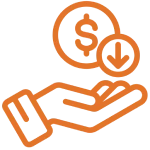 Hand holding dollar with downward arrow.